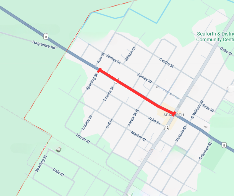 Map of road closure